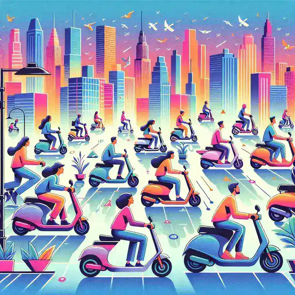 "Lyft Micro-Mobility Pass promotional image showcasing user riding an electric scooter, emphasizing unlimited monthly rides and eco-friendly transportation solutions."